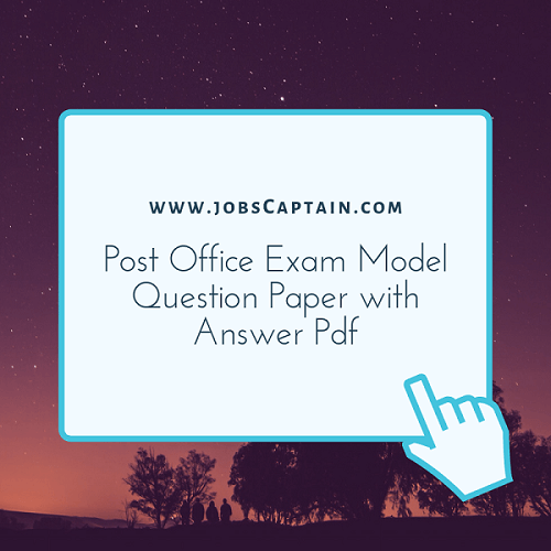 Post Office Exam Model Question Paper with answer pdf