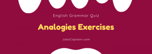 Analogies Exercises With Answers