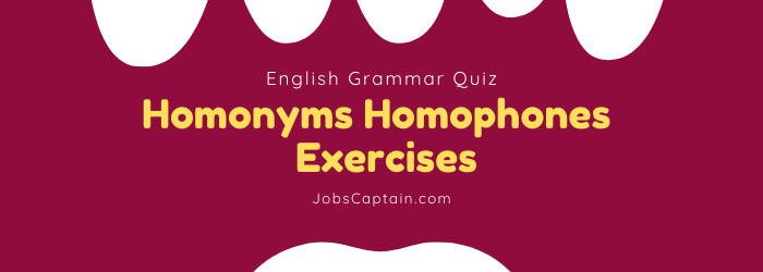 Homonyms and Homophones Exercises