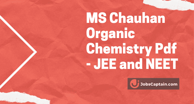 MS Chauhan Organic Chemistry Pdf JEE and NEET Book