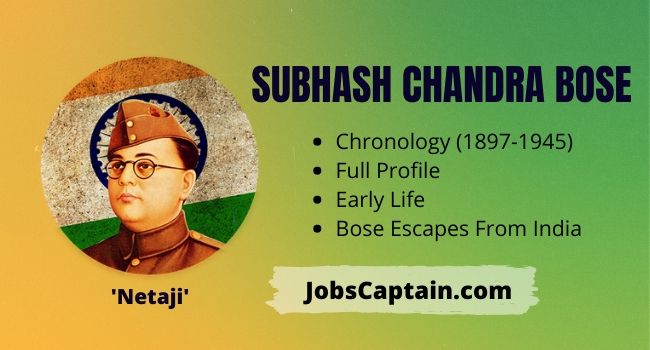 Subhash Chandra Bose Chronology, Full Profile, Early Life