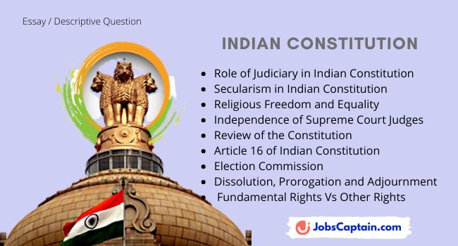 9 Important Indian Constitution Related Essay and Descriptive Questions