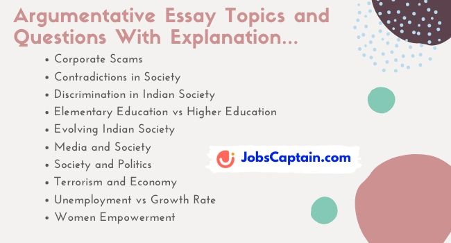 Argumentative Essay Topics and Questions For Competitive Exams