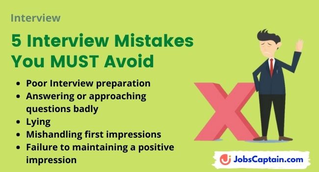 5 Interview Mistakes You MUST Avoid - JobsCaptain
