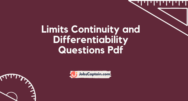 JEE Main Limits Continuity and Differentiability Questions Pdf