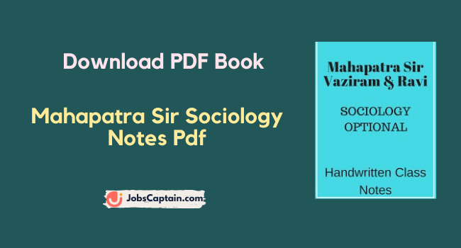 Mahapatra Sir Sociology Notes Pdf