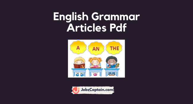 English Grammar Articles Pdf Free Download