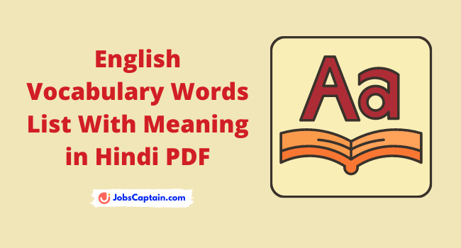 English Vocabulary Words List With Meaning in Hindi PDF
