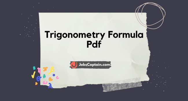 Trigonometry Formula Pdf Download