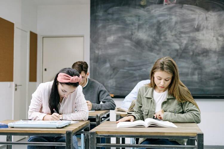 student doing reading