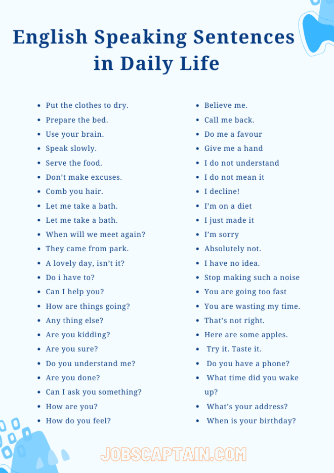 English Speaking Sentences In Daily Life Pdf