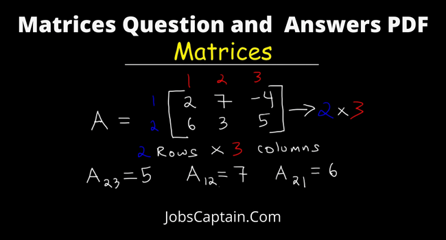 Matrices Questions And Answers PDF 